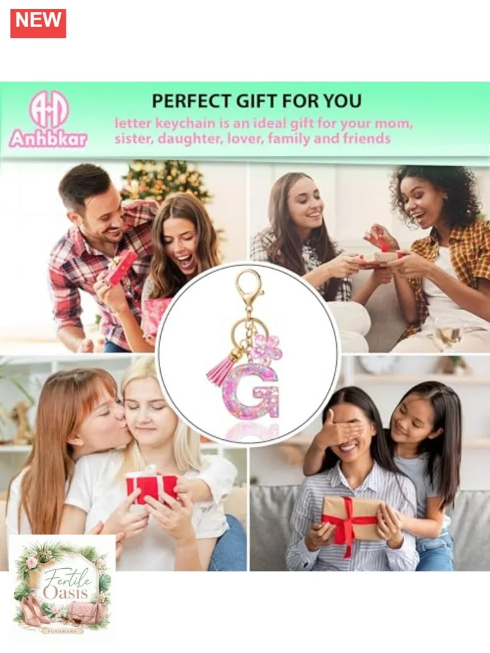 Personalized Initial Letter Bag Charm Keychain Resin Floral Tassel Cute Gift